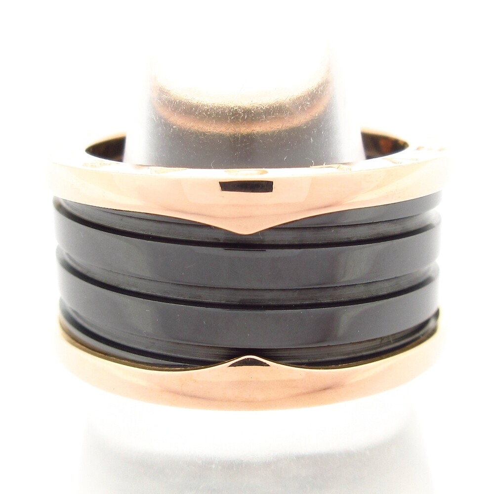 Bvlgari B-zero1 Ring 345857 18K Rose Gold Black Ceramic
